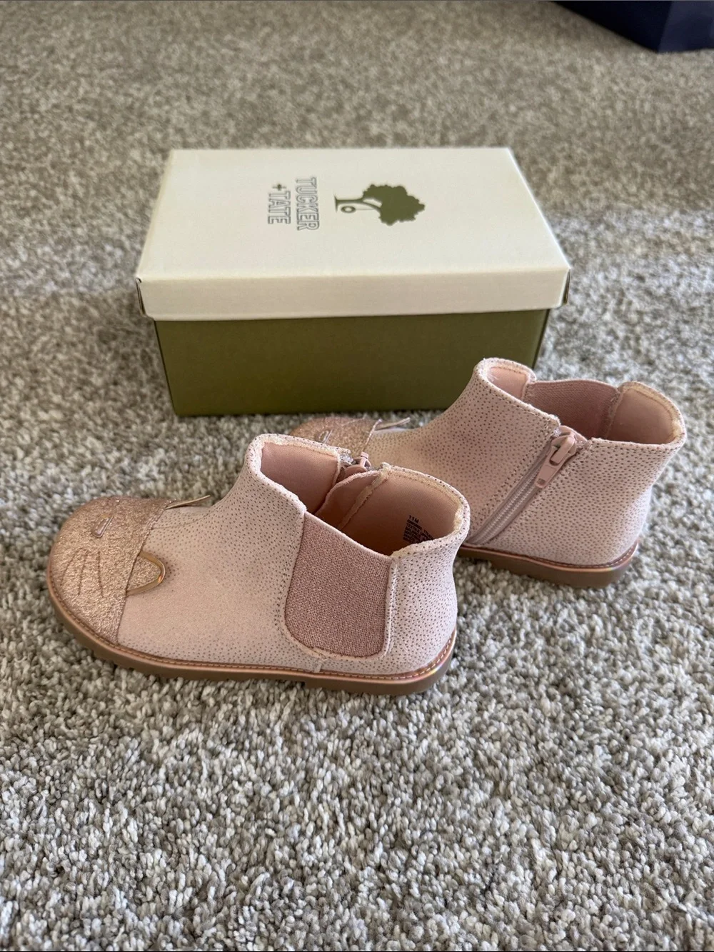 Tucker + Tate Rose Gold Glitter Cat Booties
